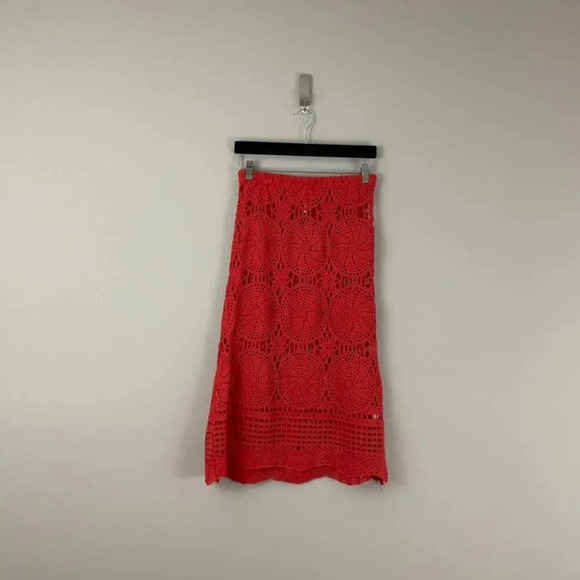 Jen's Pirate Booty Island Crochet Midi Skirt in Fire Red Size Small - Picture 1 of 6